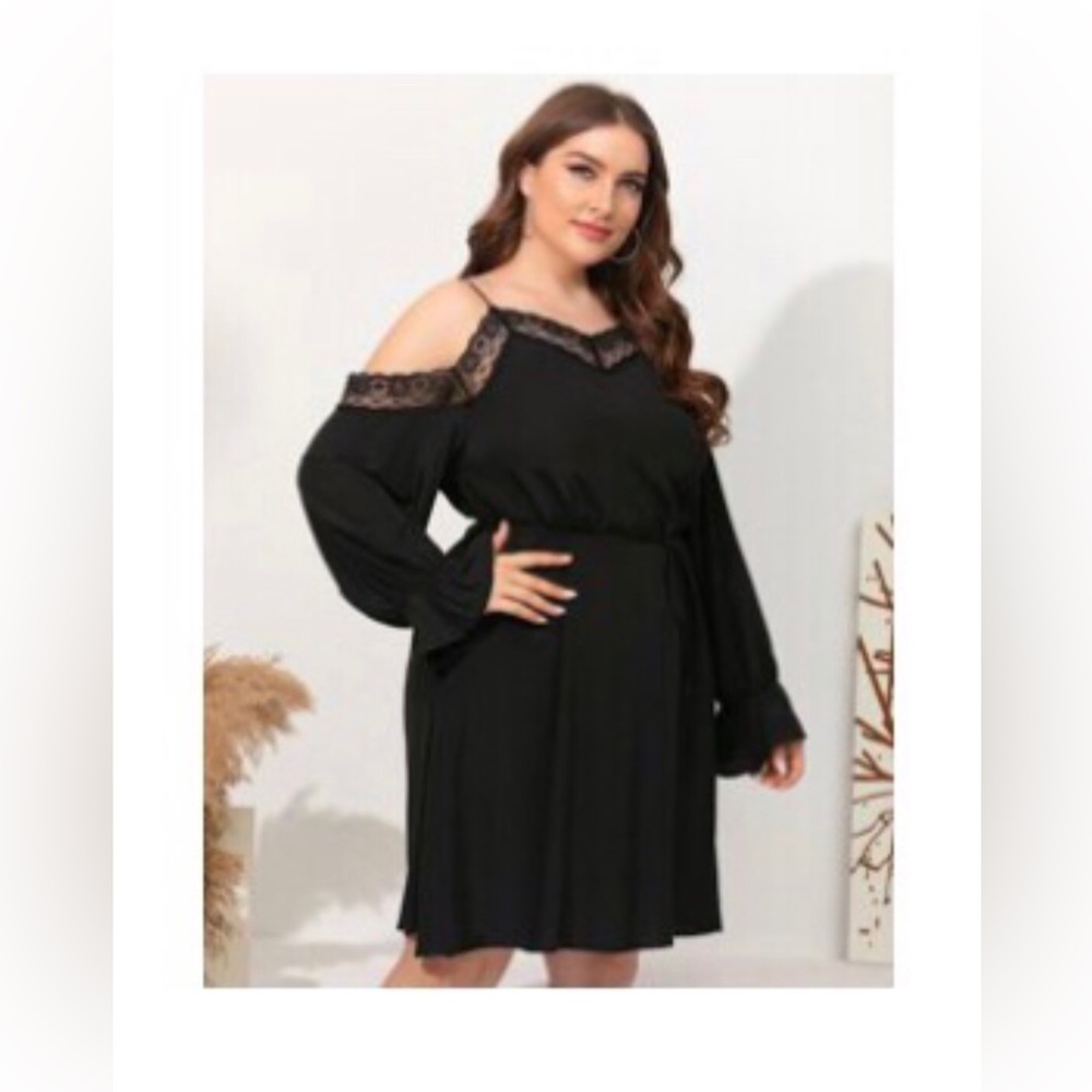 SHEIN • 3XL black lace cold shoulder dress